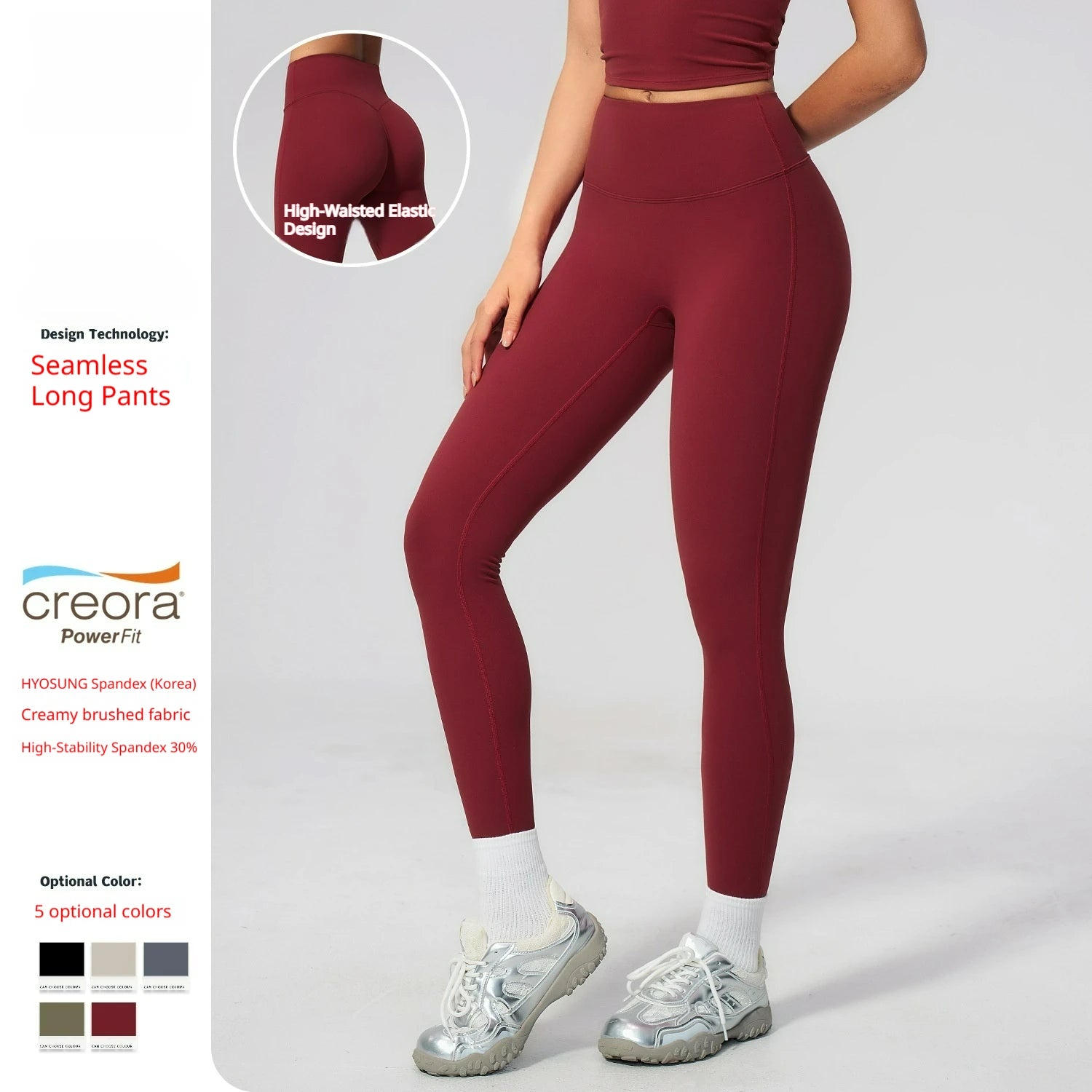 Women's Seamless Comfortable High Waist Tight Sports Pants Color Contrast Naked Feel for Running Fitness Leggings Anti Cellulite