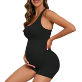 Custom Ribbed Seamless Maternity Yoga Set Strappy Back Bra High Waist Pregnancy Biker Shorts 2 Piece Set
