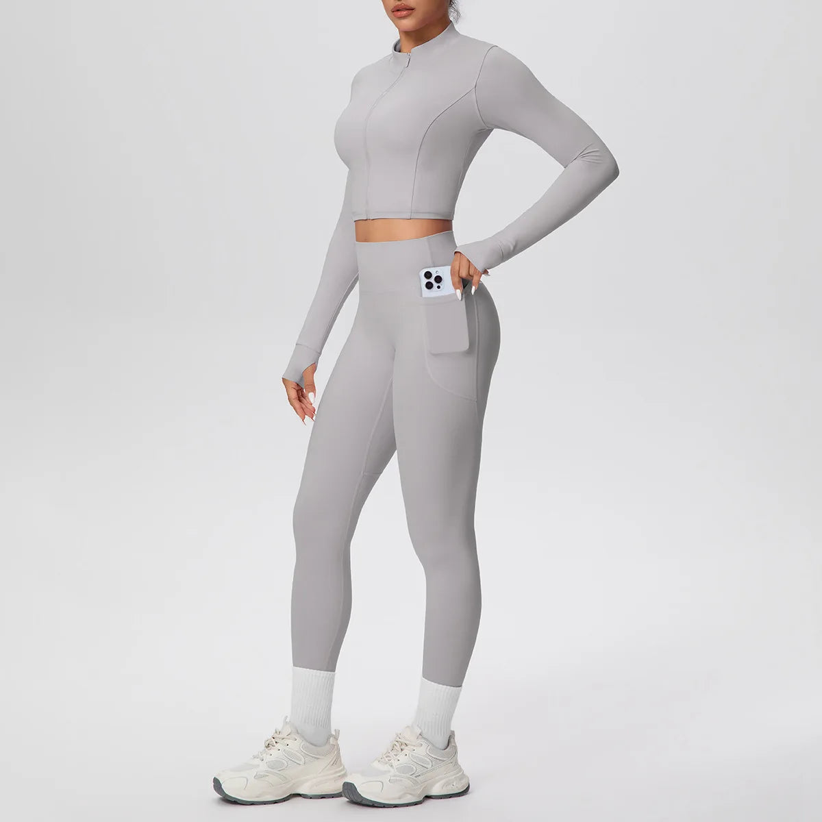 Yoga Set with Pocket Fitness Gym Clothing Leggings Women Workout Outfit 2 Piece Halter Neck Custom Sports Pilates Custom Logo
