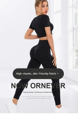 Factory New Reversible Breathable Ruched Striped Seamless Knitted Hip Yoga Exercise Fitness Sleeveless Pants Yoga Set