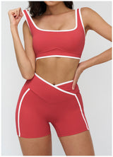 Yoga Bra Generous Neckline Contrasting Colors Custom Logo Women Running Fitness Bra Patchwork Square Neck Crop Top