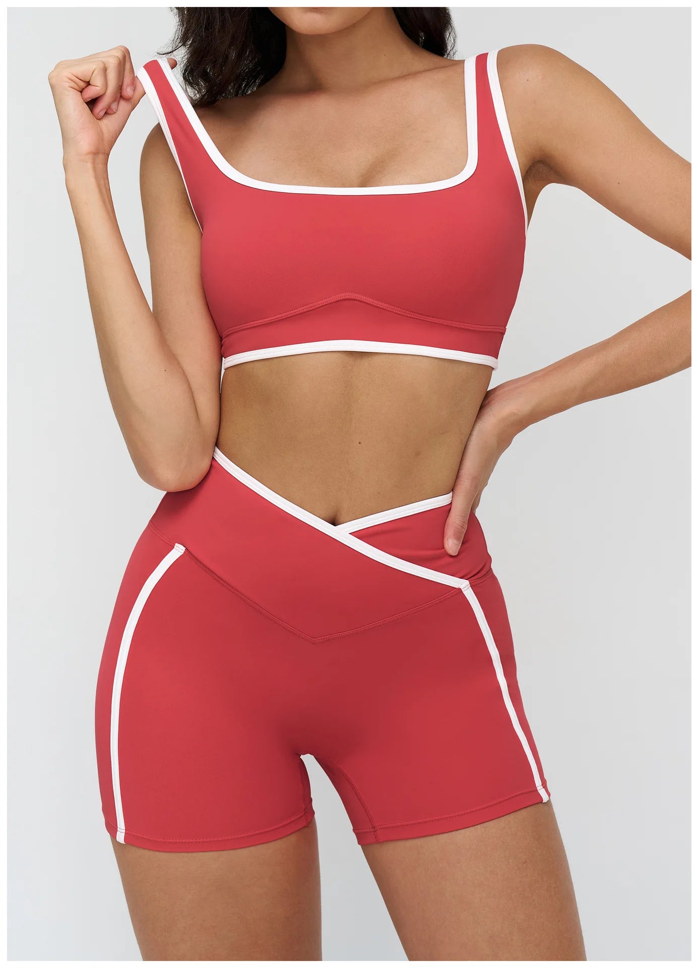 Yoga Bra Generous Neckline Contrasting Colors Custom Logo Women Running Fitness Bra Patchwork Square Neck Crop Top