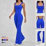 Sexy Sleeveless Yoga Jumpsuit Breathable Gym Wear Sports Rompers Workout Bodysuit 1 Piece Gym Fitness Flare Leggings Bodysuit