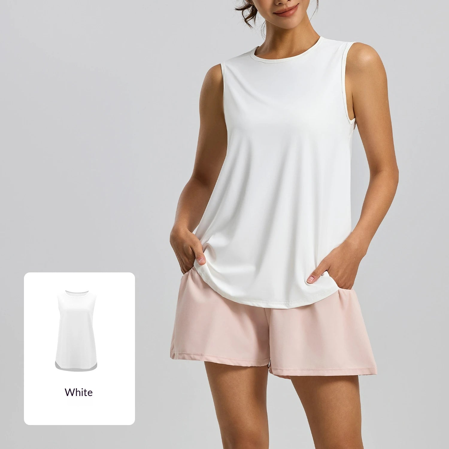 Women's Loose Fit Tank Tops Summer Sleeveless Tees Blouse Plus Size Casual Square Collar Solid Pattern Breathable Knitted Fabric
