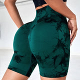 Wholesale Tie Dye Seamless Yoga Shorts for Women High Waist Scrunch Butt Lifting Biker Shorts Gym Workout Shorts