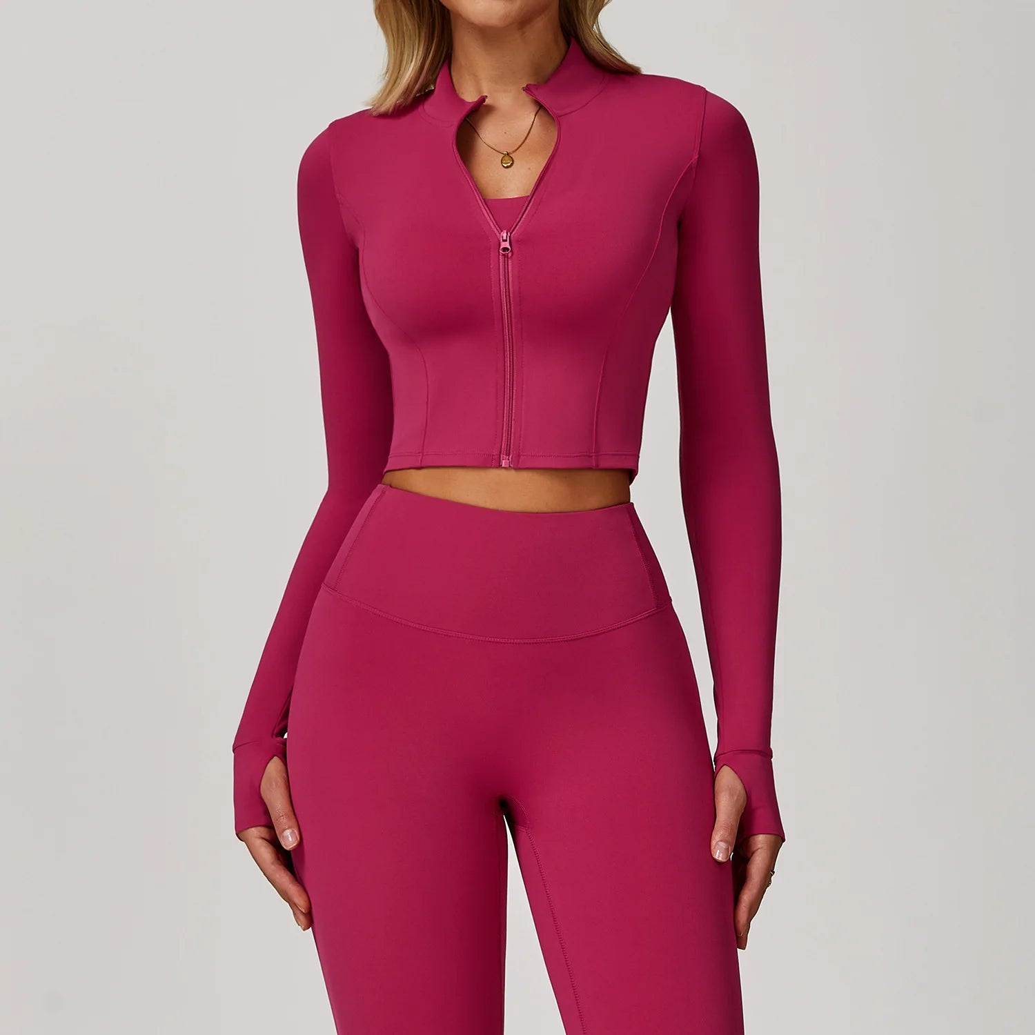 Quick-Drying Yoga Clothes 15 Colors Zipper Outdoor Running Sports Yoga Jacket Slimming Fitness Long-Sleeved Jacket Girls
