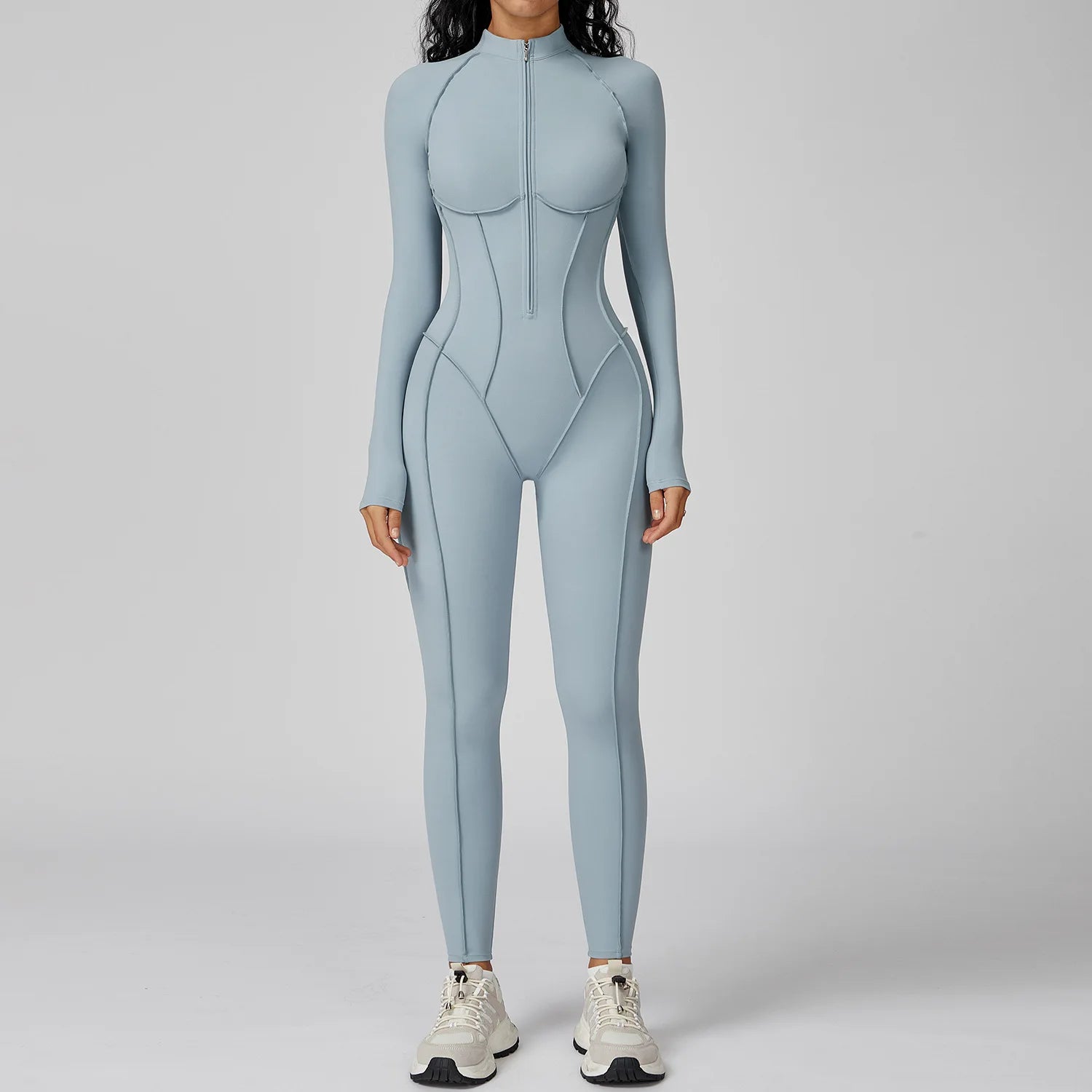 Zippered Front Breathable Gym Fitness Jumpsuit for Women Workout  Yoga Jumpsuit High Impact Sports Suit  Custom Logo