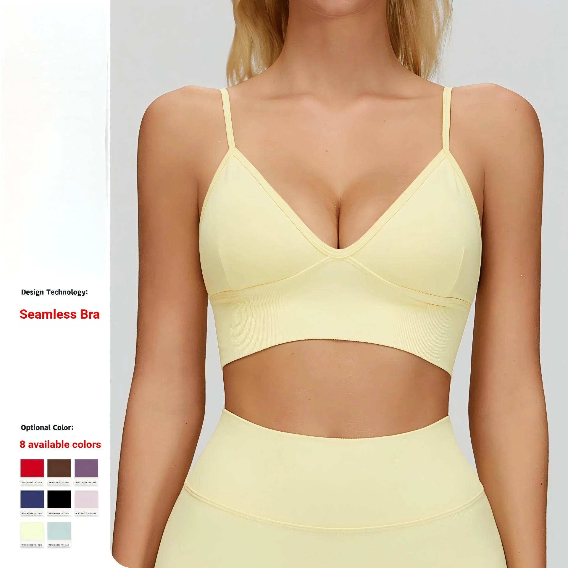 Sports Bra Women Backless Yoga Bra Spaghetti Strap Hollow Square Back Crop Top Custom Logo Removable Padded Bralette