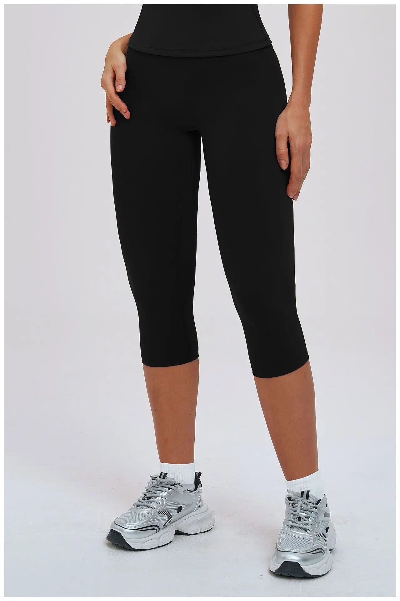 Yoga Leggings High-waisted Tight Slimming Mid-length Pants Running Outdoor Fitness Wear for Women