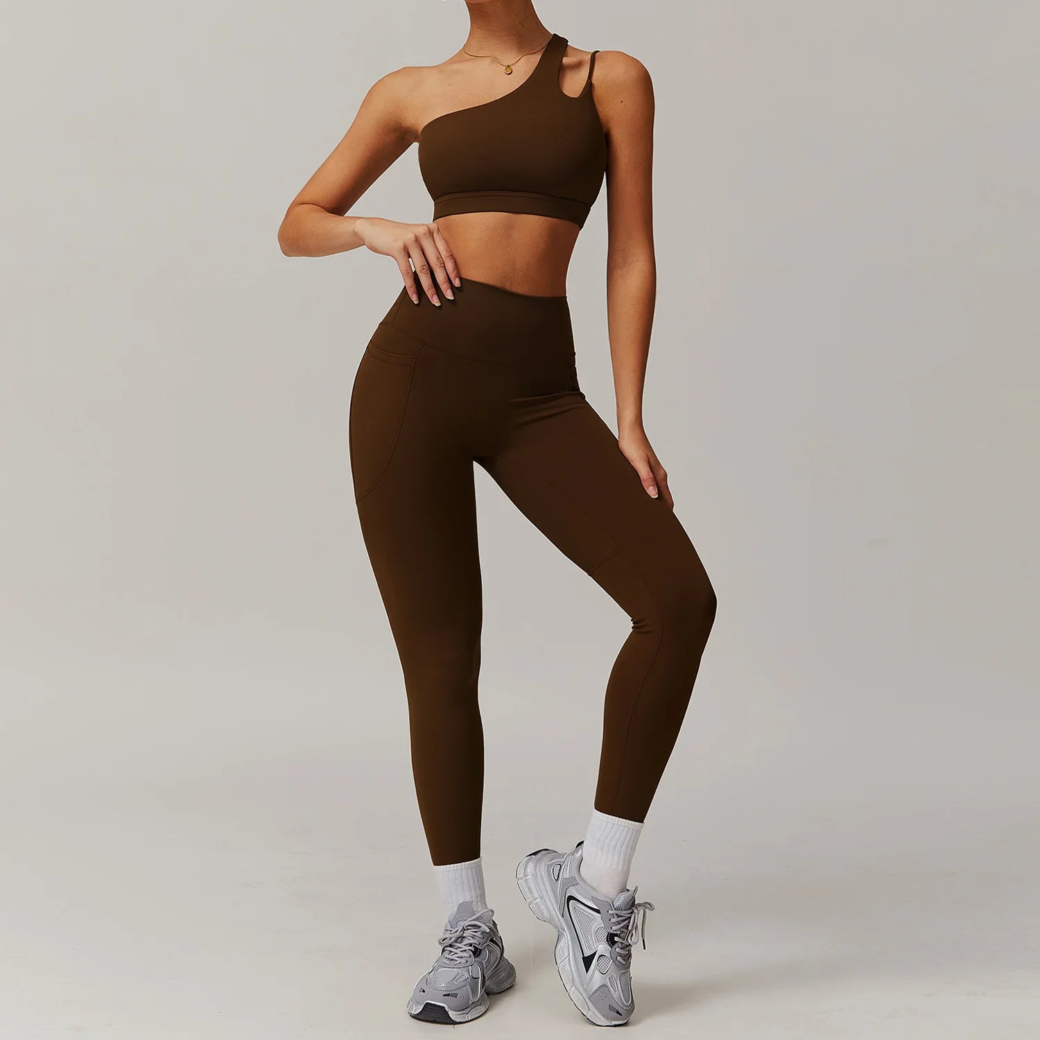 Tummy Control Workout Outfit Wholesale Women's Breathable Cloud Fabric Yoga Set Cutout Sports Bra High Waist Leggings
