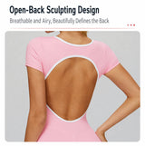 High Quality Women's Hollow Out Back Yoga Jumpsuit Bodysuit - Contrast Color Naked Feel Yoga Fitness Sports Wear for Running Gym