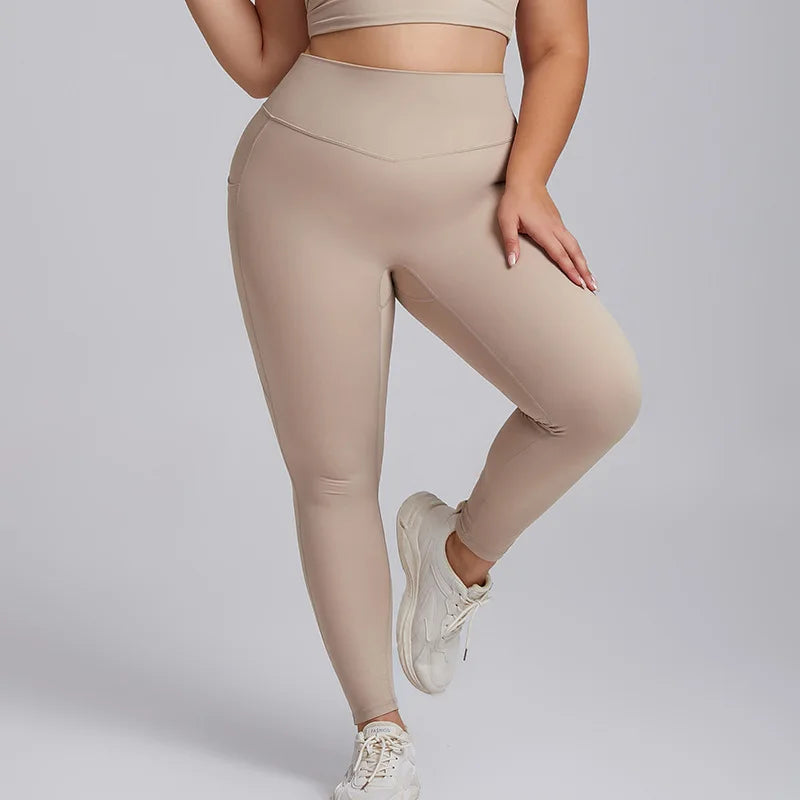 Custom XXXL Plus Size Active Sportswear Sports Bra High Waist High Elastic Pocket Yoga Pants Leggings Gym Fitness Sets