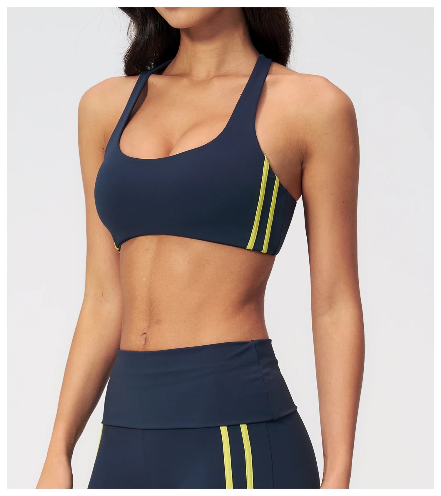 Custom Logo High Support Sports Bra Racerback Yoga Bra Anti-Shock V-neck Breathable Gym Bra with Removable Pads