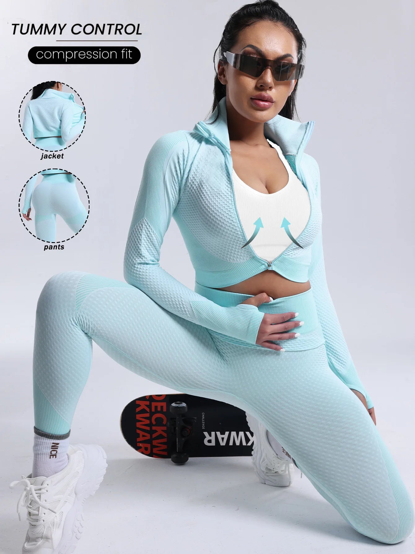 Custom New Solid Breathable Yoga Set Sports Yoga Jacket Top Tight Fitting Hip Lifting Abdominal Compression High Waist Leggings