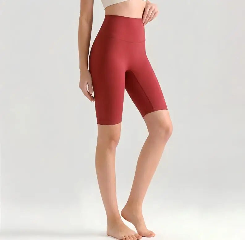 Women High Waisted Seamless Front Biker Shorts Sculpting Fit Yoga Shorts Butt Lifting Gym Workout Cycling Essentials Shorts