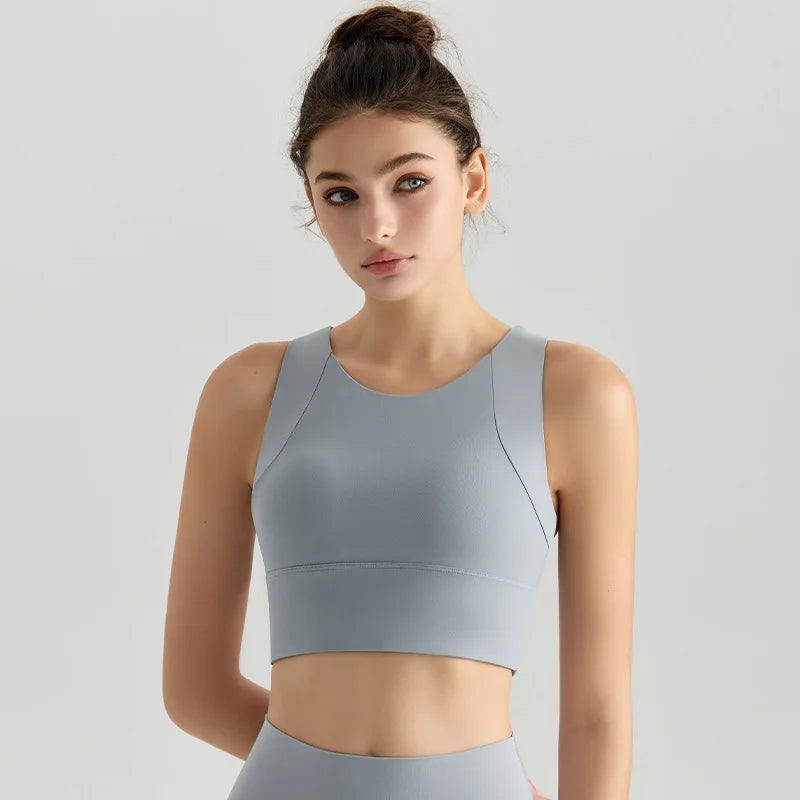 OEM Custom Logo Racerback Sports Bra Women High Support Seamless Gym Crop Tank Top Workout Activewear Vest