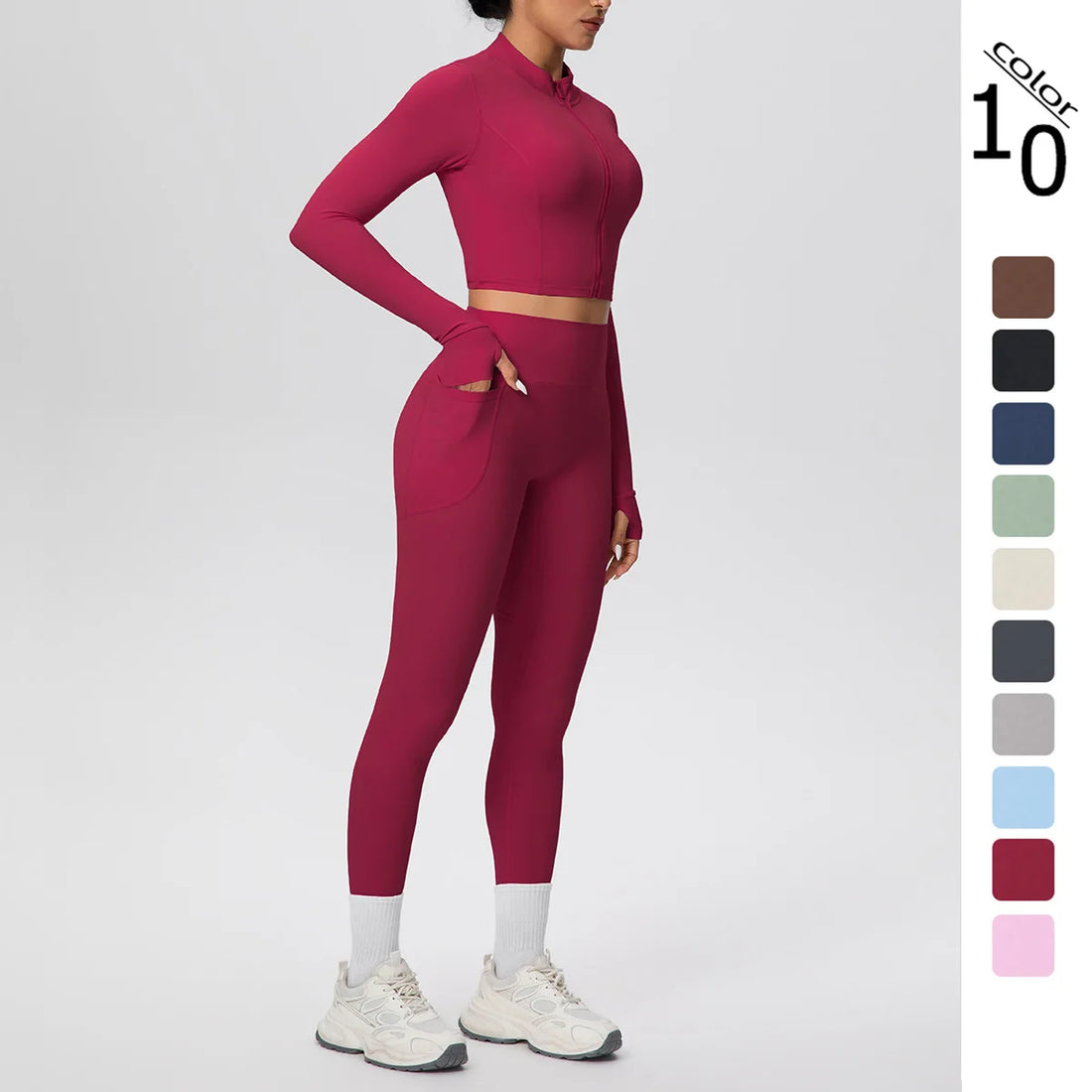 Yoga Set with Pocket Fitness Gym Clothing Leggings Women Workout Outfit 2 Piece Halter Neck Custom Sports Pilates Custom Logo