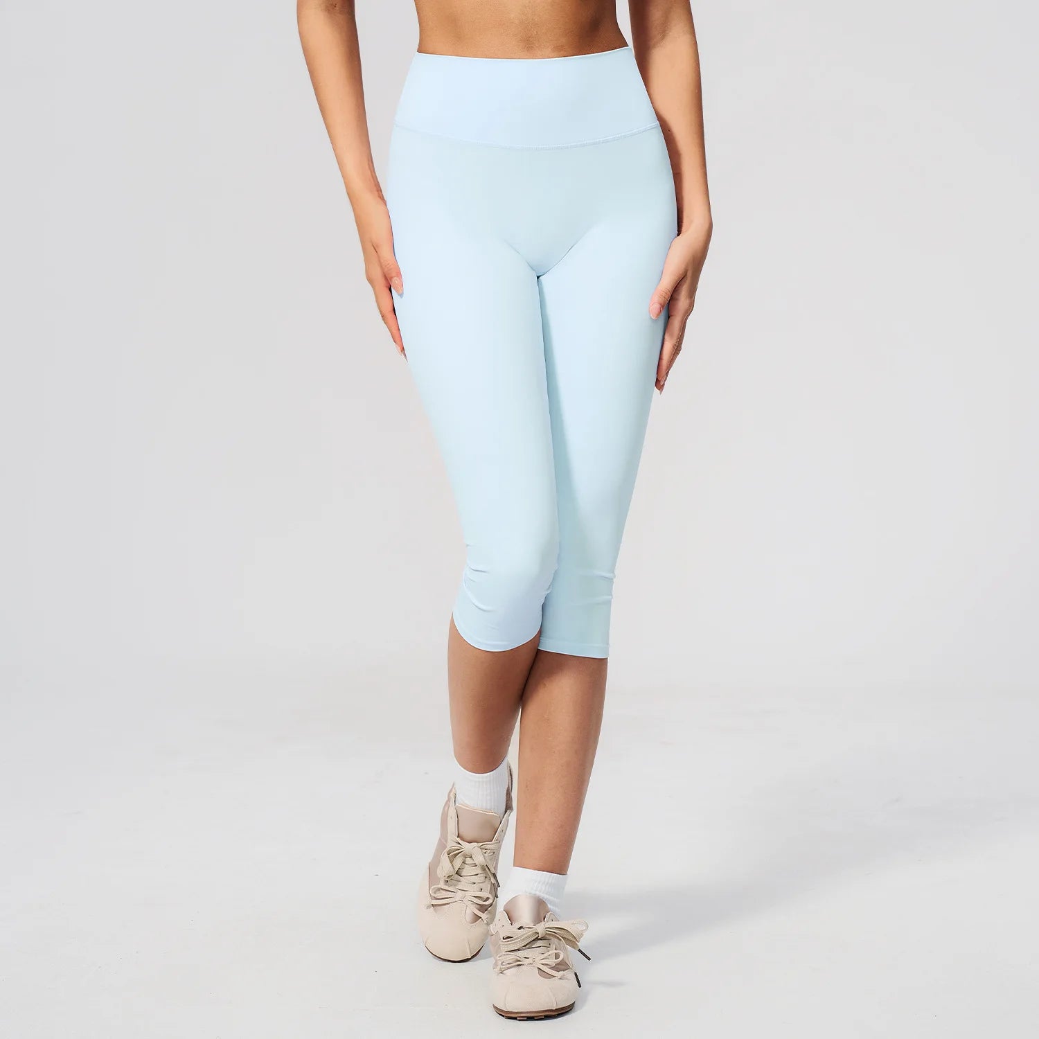 Yoga Leggings High-waisted Tight Slimming Mid-length Pants Running Outdoor Fitness Wear for Women