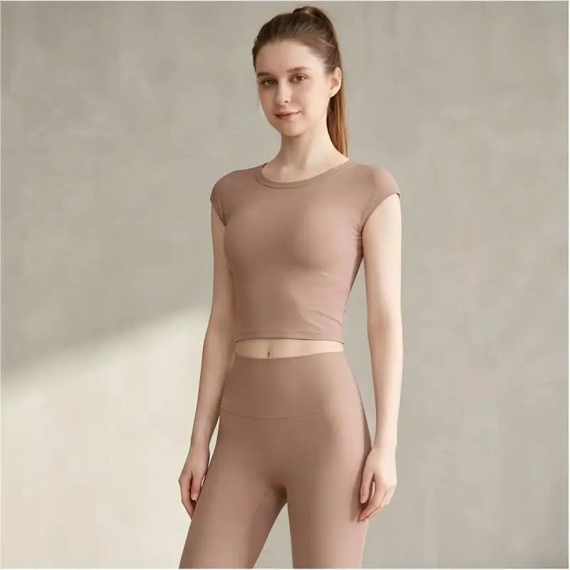 Women Solid 2 Piece Gym Set Front Open Back Crossover Crop Top High Waisted Leggings Workout Yoga Set OEM Custom Logo