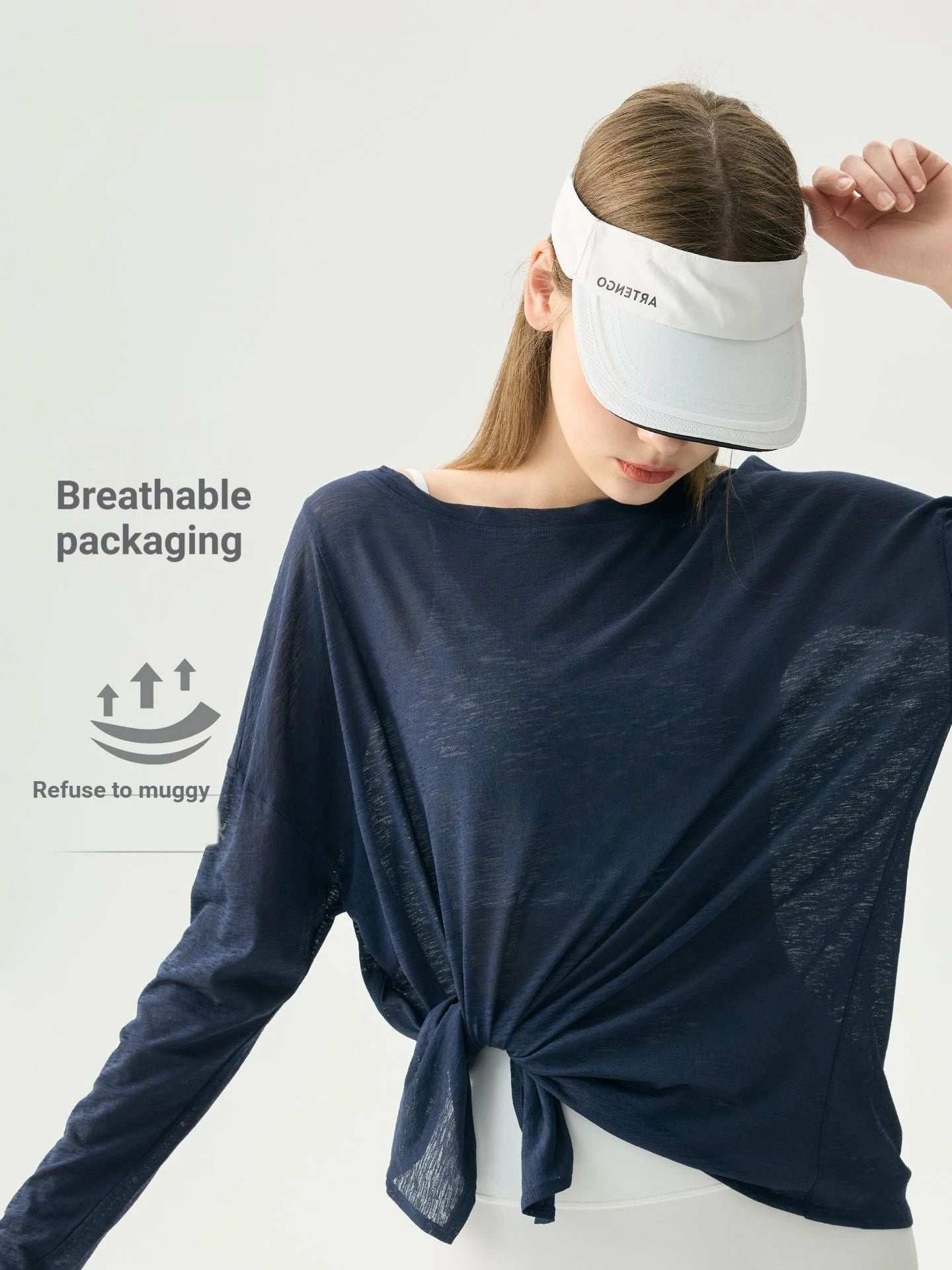 Loose Fit Long Sleeve Yoga Top Sheer Mesh Cover up Side Tie Knot Workout Shirts Breathable Gym Wear Custom