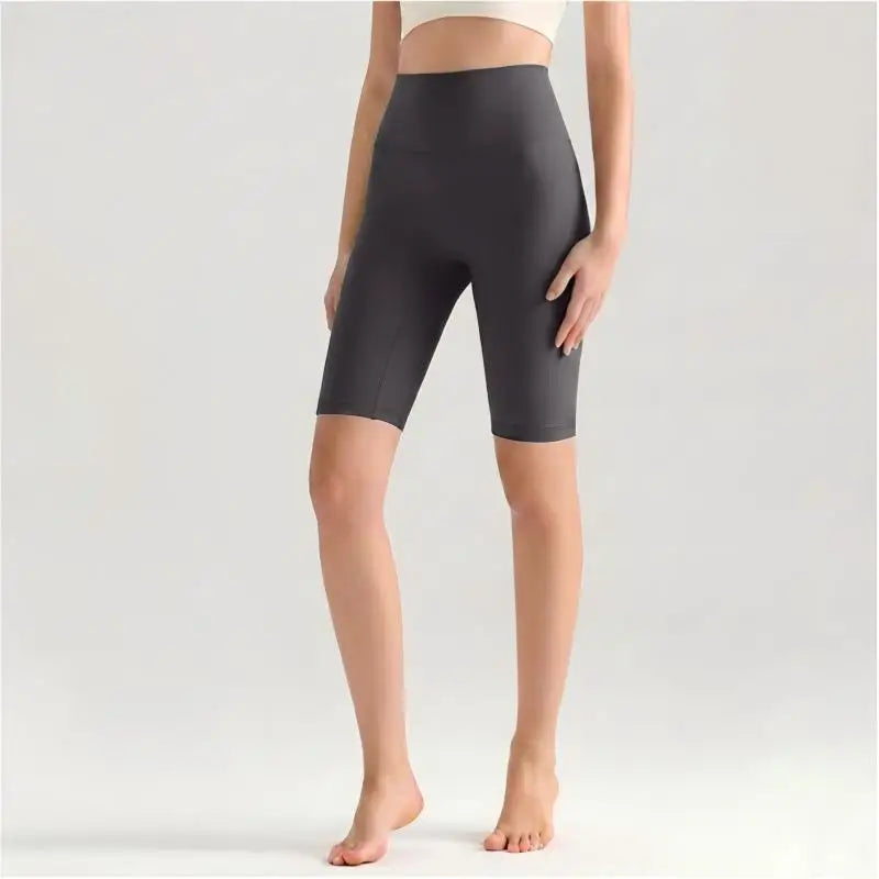 Women High Waisted Seamless Front Biker Shorts Sculpting Fit Yoga Shorts Butt Lifting Gym Workout Cycling Essentials Shorts