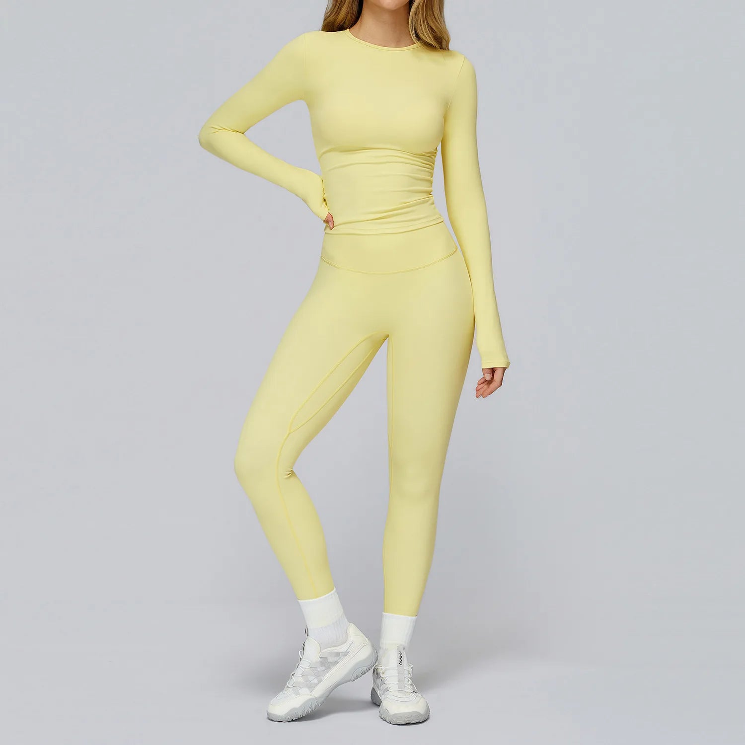 Custom Logo Yoga Set Long Sleeve 2 Piece Workout Set Women High Waist Leggings Shorts Gym Fitness Wear  Quick Dry