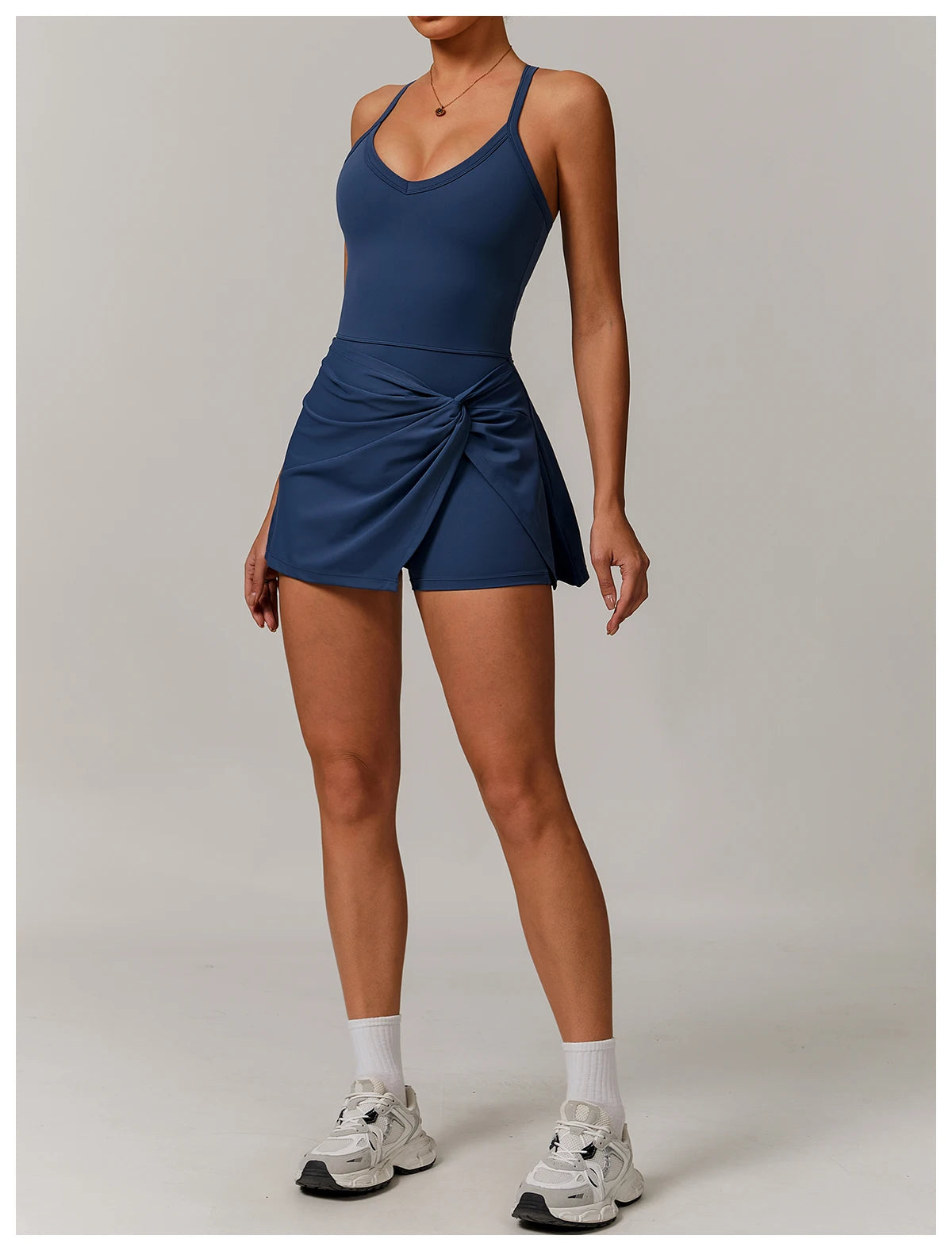 Wholesale Eco Friendly Recycled V-Neck Hollow Out Back Short Sleeve Shirt Tshirt Women One Piece Tennis Yoga Set