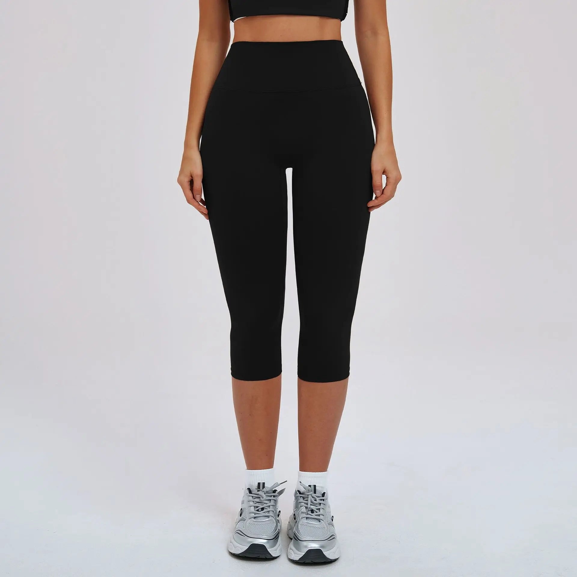 Yoga Leggings High-waisted Tight Slimming Mid-length Pants Running Outdoor Fitness Wear for Women