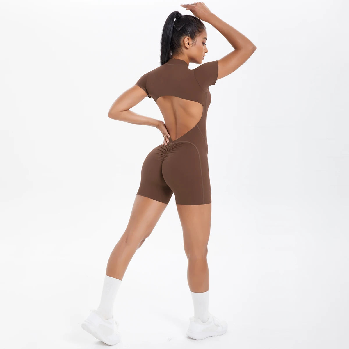 Timee Women's Training Wear Scrunch Butt Shorts Jumpsuits Gym Tight Bodysuits Sweat Suits Spandex/Nylon Breathable