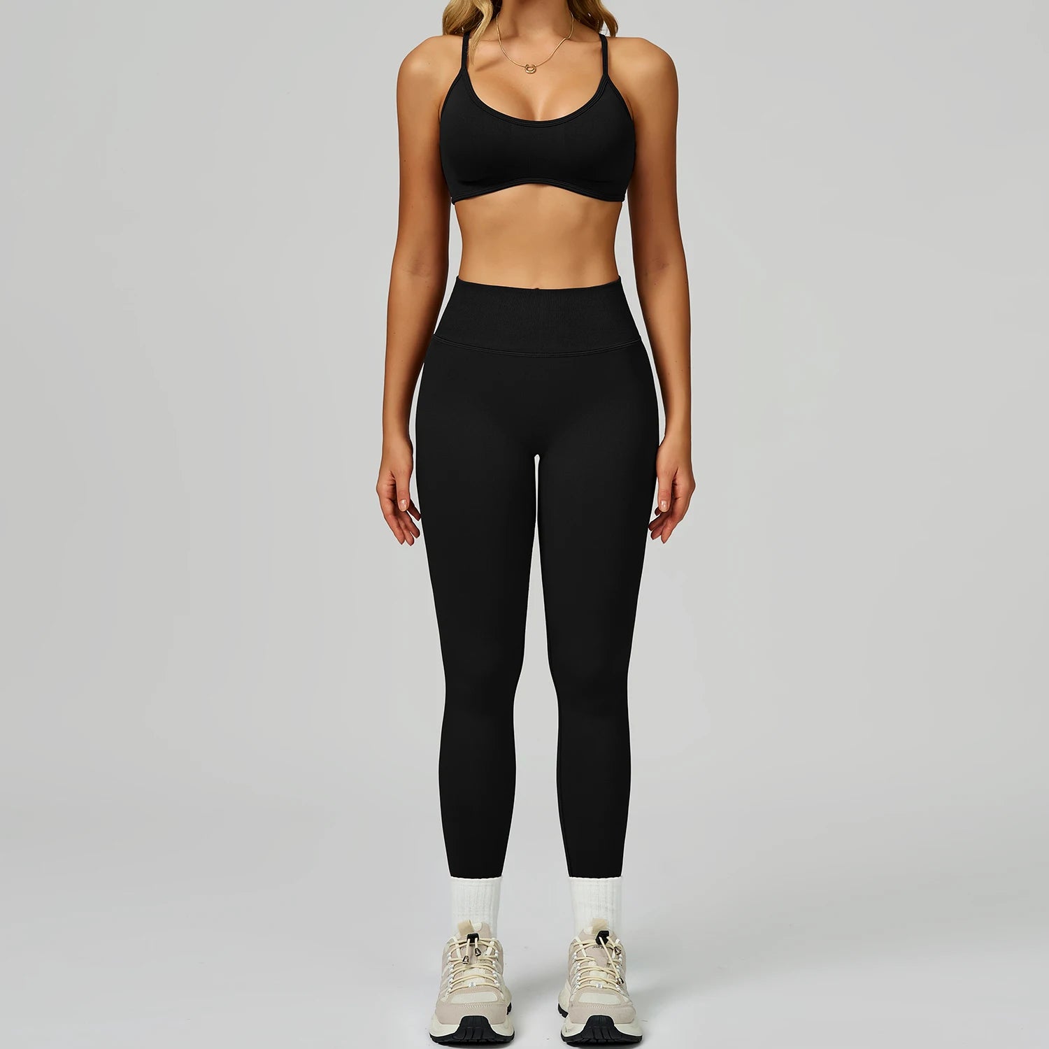 Women Seamless High Waist Yoga Sets Workout Leggings & Fitness Bra Color Blocking Sportswear Suit 2 Piece Gym Yoga Set
