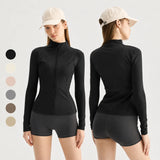 Custom Slim Fit Yoga Jacket Full Zip Long Sleeve Workout Top Double 8 Bust Line Slimming Curve Running Sport Jacket