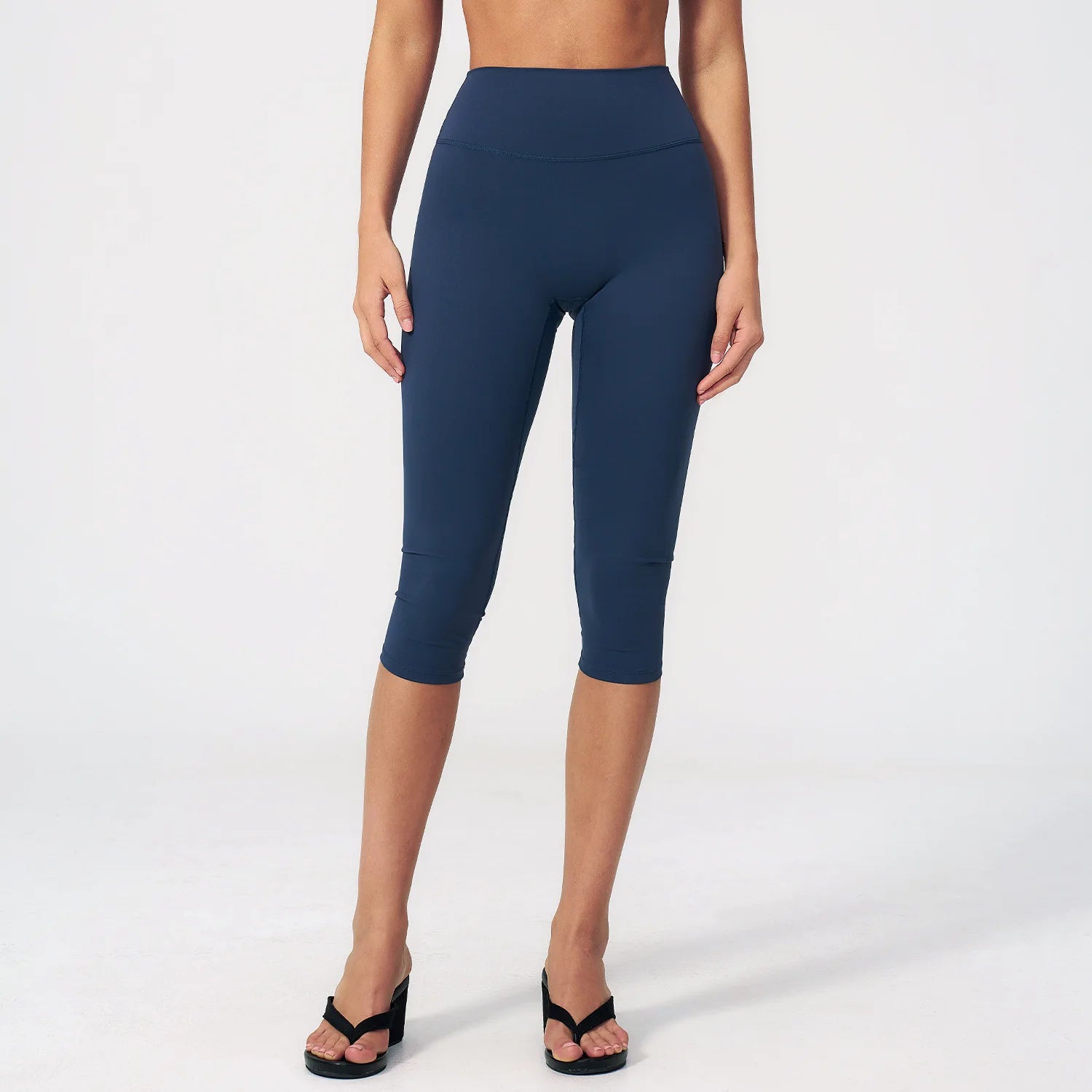 Yoga Leggings High-waisted Tight Slimming Mid-length Pants Running Outdoor Fitness Wear for Women