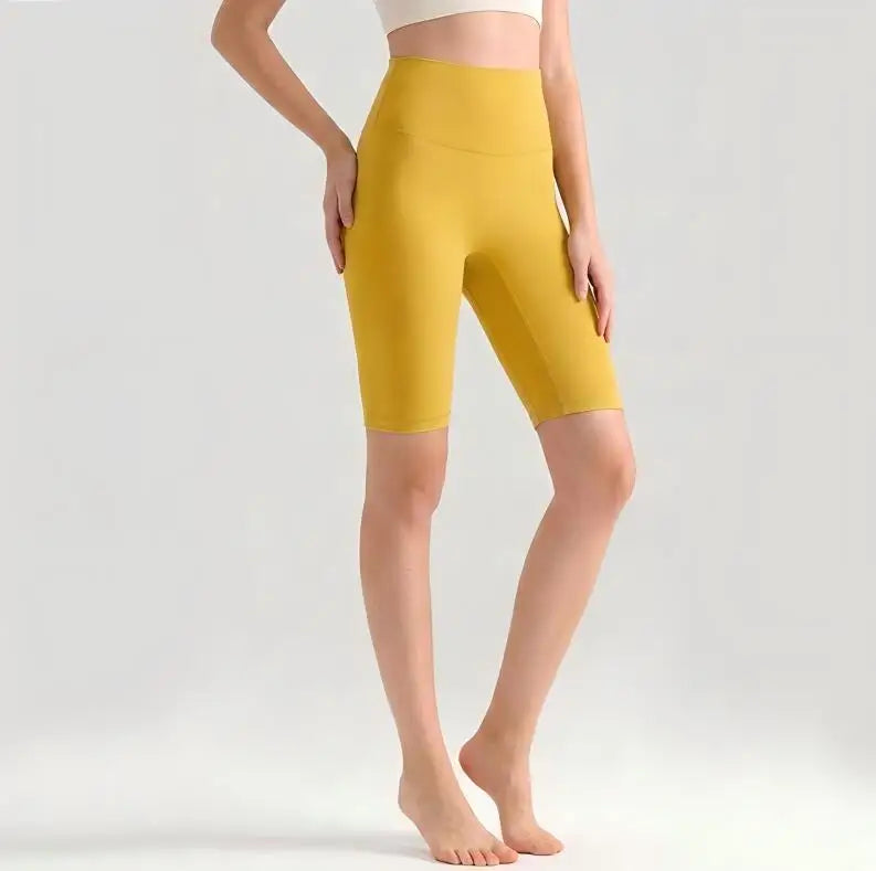 Women High Waisted Seamless Front Biker Shorts Sculpting Fit Yoga Shorts Butt Lifting Gym Workout Cycling Essentials Shorts