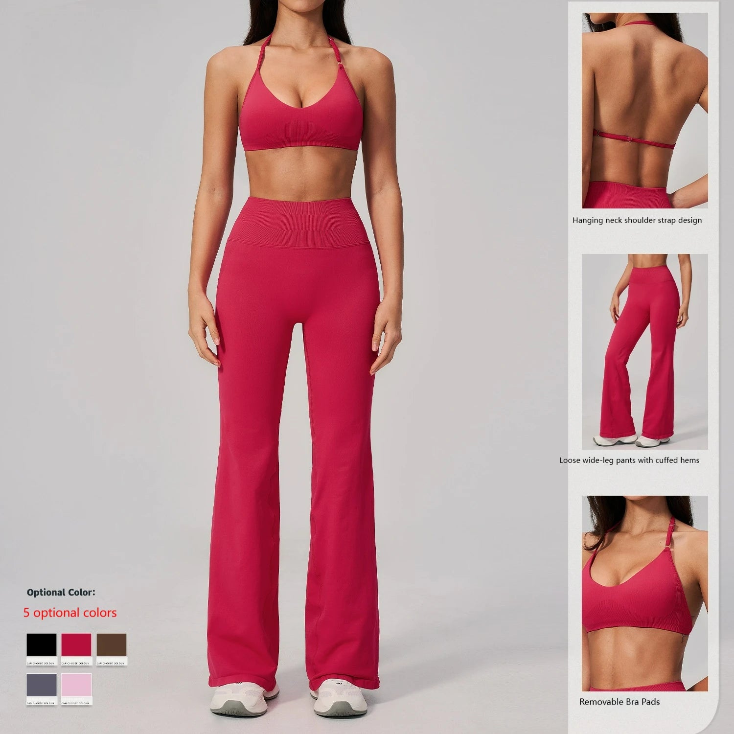 Halter Tank Tops High Waist Flare Yoga Pants 2 Pieces Fitness Set Outdoor Sports Bra Plus Size Yoga Sets