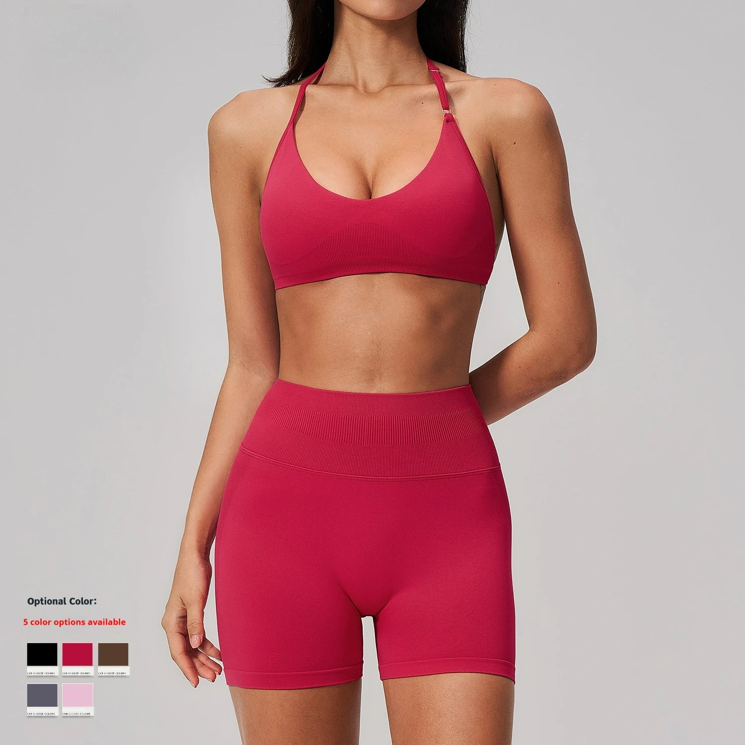 Seamless 2 Piece Tank High Waist Shorts Workout Outfits Yoga Set Gym Running Sportswear Sports Bra Crop  for Women Custom