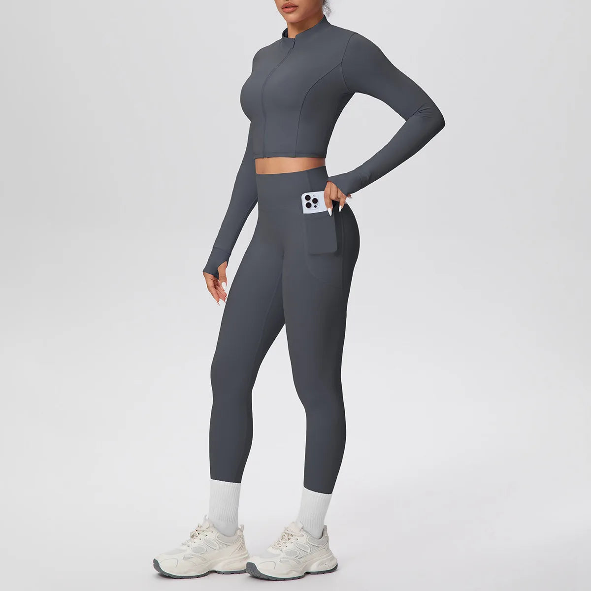 Yoga Set with Pocket Fitness Gym Clothing Leggings Women Workout Outfit 2 Piece Halter Neck Custom Sports Pilates Custom Logo