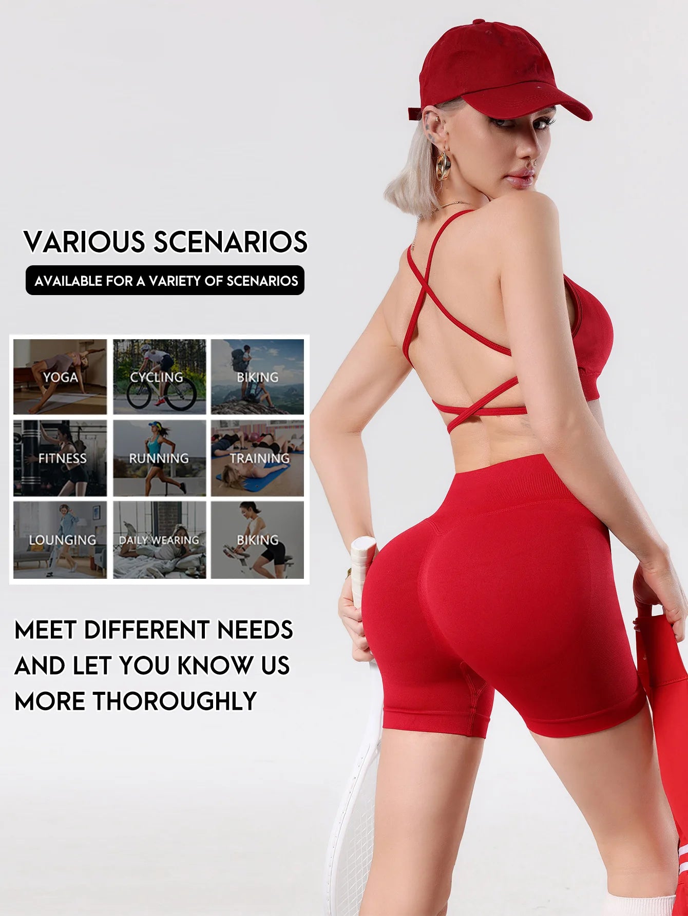 Women Lightweight Reversible Sports Bra Shorts Sets Quick Dry Seamless Yoga Bra High Impact Shock-proof Cross Back  Sport Bra