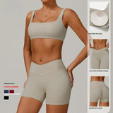 Quick Dry V Waist Shorts & Flared Pants Gym Fitness Sets Activewear Sports Bra Solid Yoga Sets Breathable Lightweight