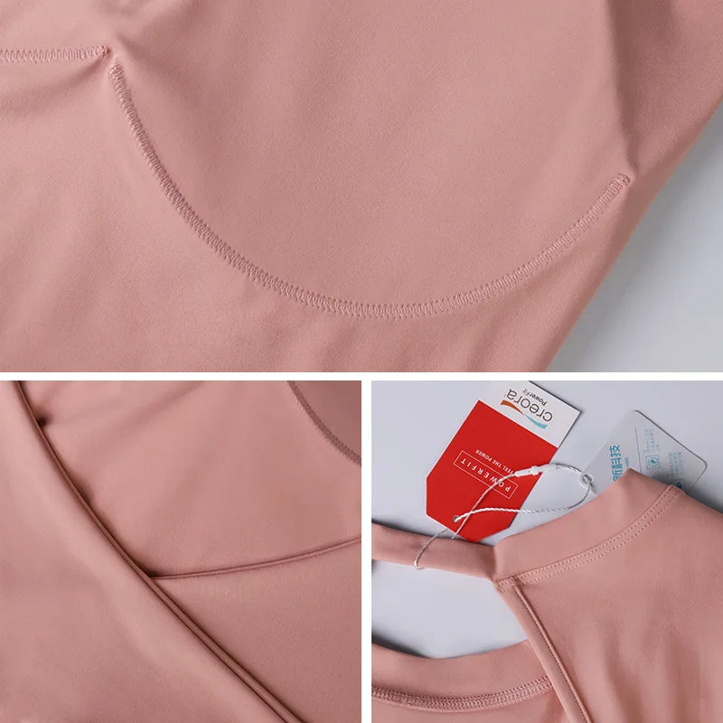 Custom Logo Women Open Back Yoga Top Cap Sleeve Backless Gym Shirt Twist Crossover Short Sleeve Workout Activewear T Shirt