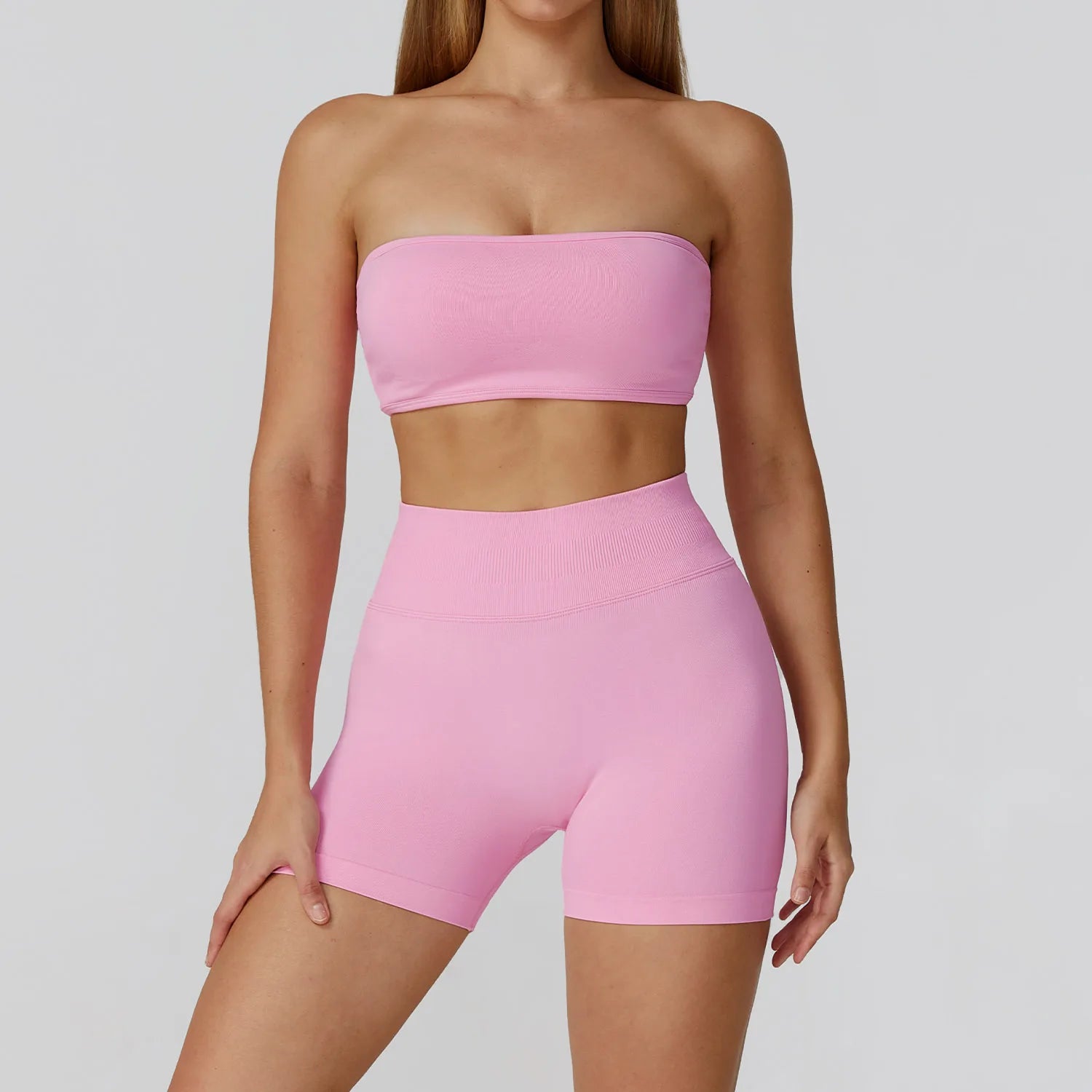 Seamless Hollowed-out High-waisted Yoga Short-sleeved Women's  Custom Yoga Long Pants Running and Fitness Set