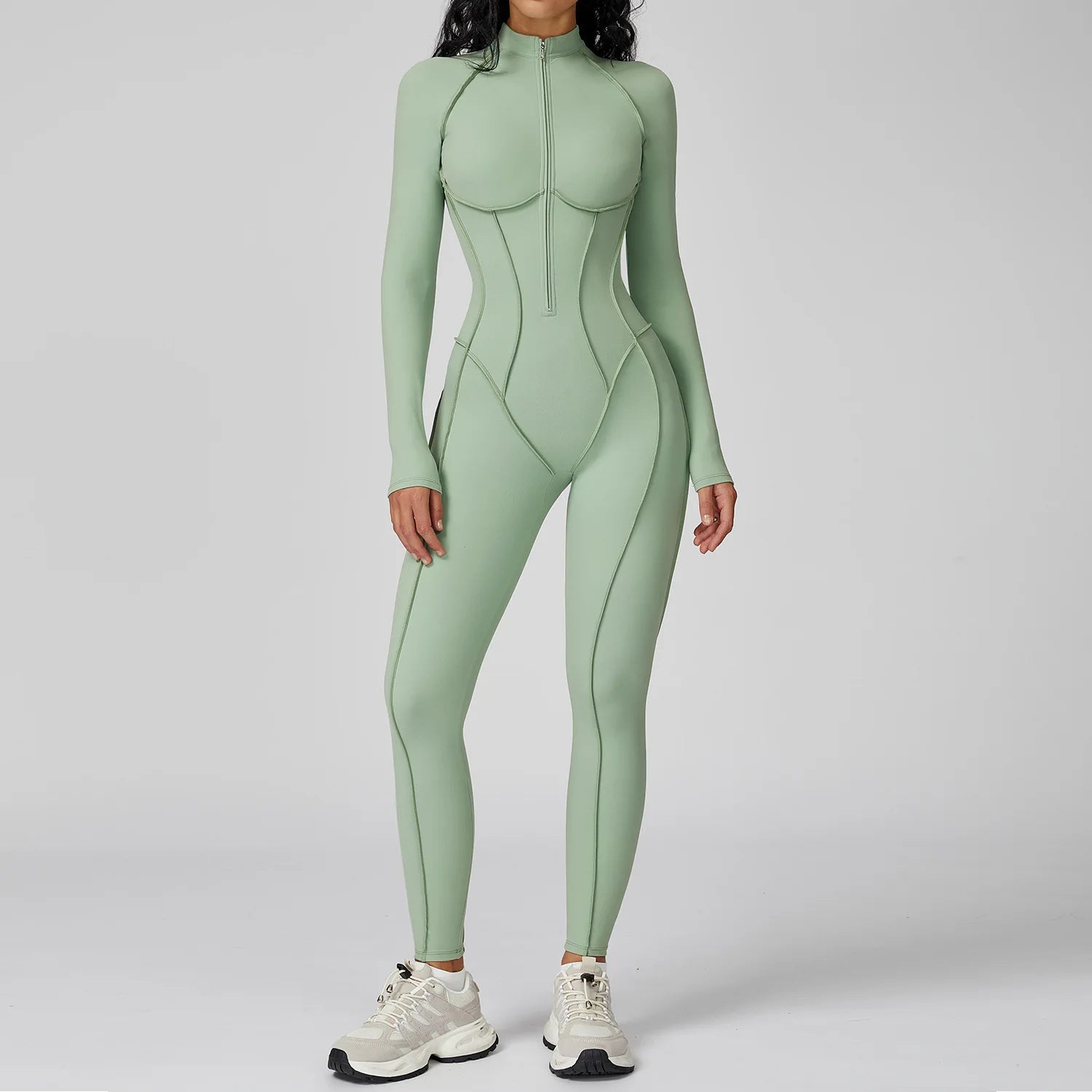 Zippered Front Breathable Gym Fitness Jumpsuit for Women Workout  Yoga Jumpsuit High Impact Sports Suit  Custom Logo