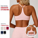 Adjustable Thin Strap Sports Bra Women Y-Back Yoga Crop Top Hidden Internal Band Removable Padded Gym Workout Bralette