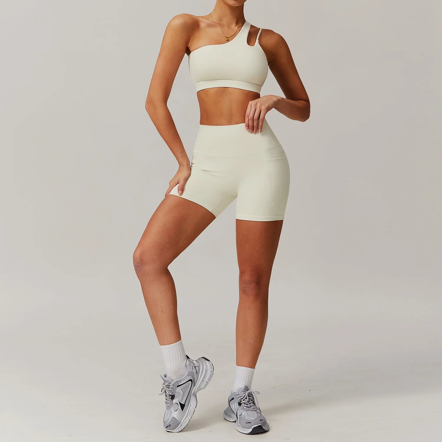 Tummy Control Workout Outfit Wholesale Women's Breathable Cloud Fabric Yoga Set Cutout Sports Bra High Waist Leggings