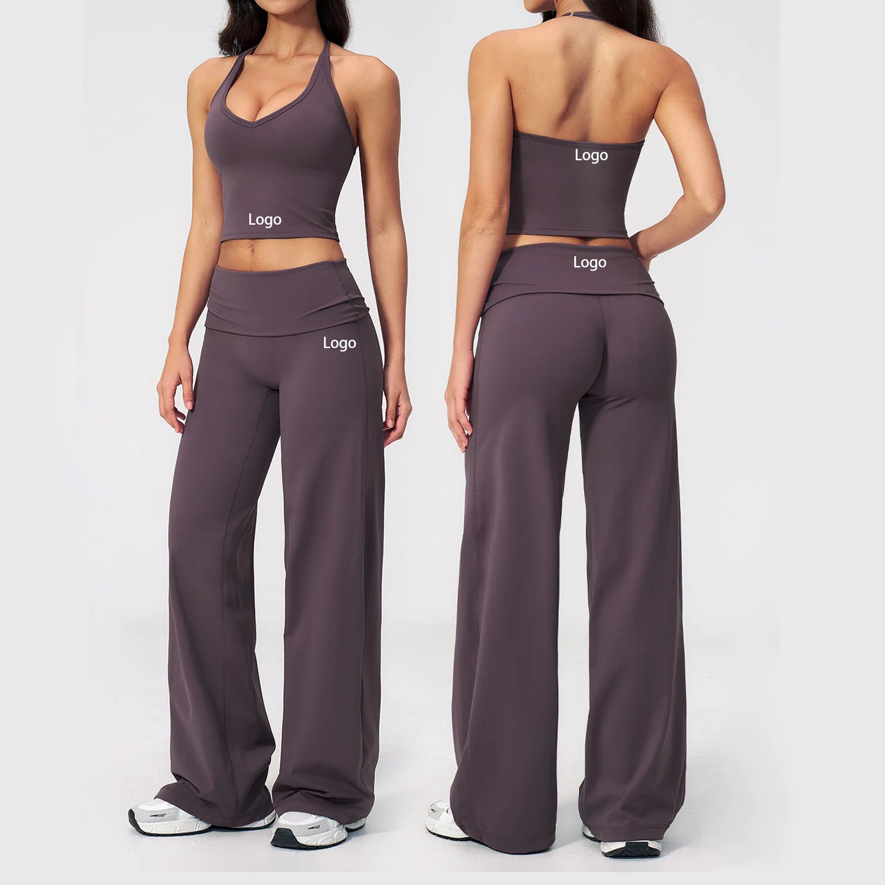 Factory High Stretch Fitness Workout Biker Shorts Sports Gym Wear Women Tank Top Yoga Breathable Folded Flared Leggings Set