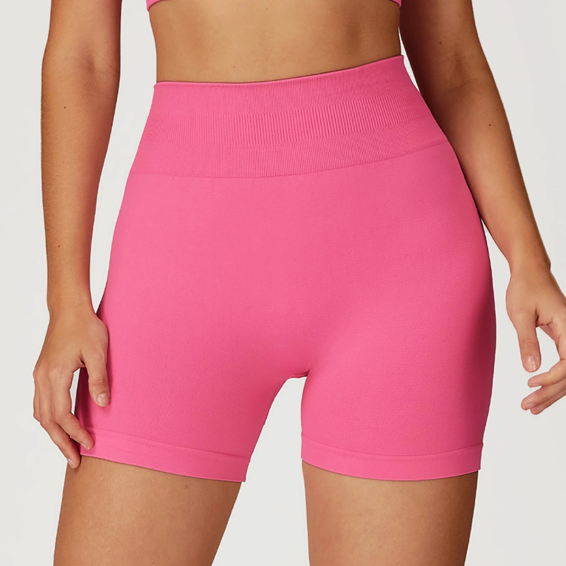 Women's Seamless 5-Piece Spandex/Nylon Yoga Workout Set Sports Bra High Waist Leggings Breathable Shorts Gym Fitness Wear