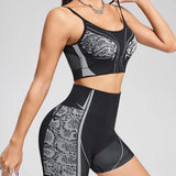 Factory Seamless Fitness Set European and American Foreign Trade New Slimming Mesh Women's Yoga Shoulder Strap Bra High Waist