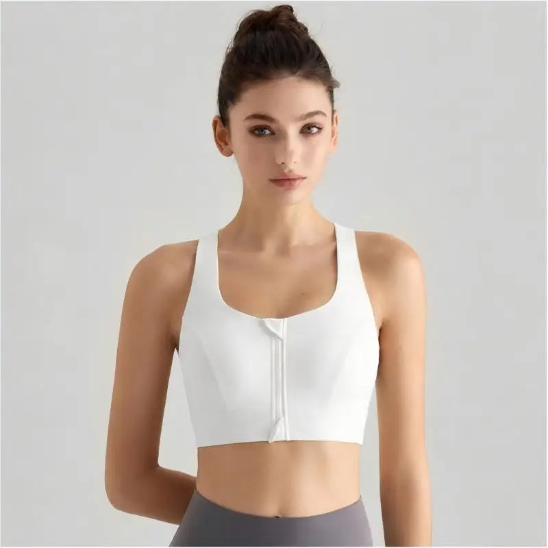 Women Front Zipper Sports Bra Built-in Fixed Cups High Impact Gym Crop Top Wireless Breathable Workout Activewear