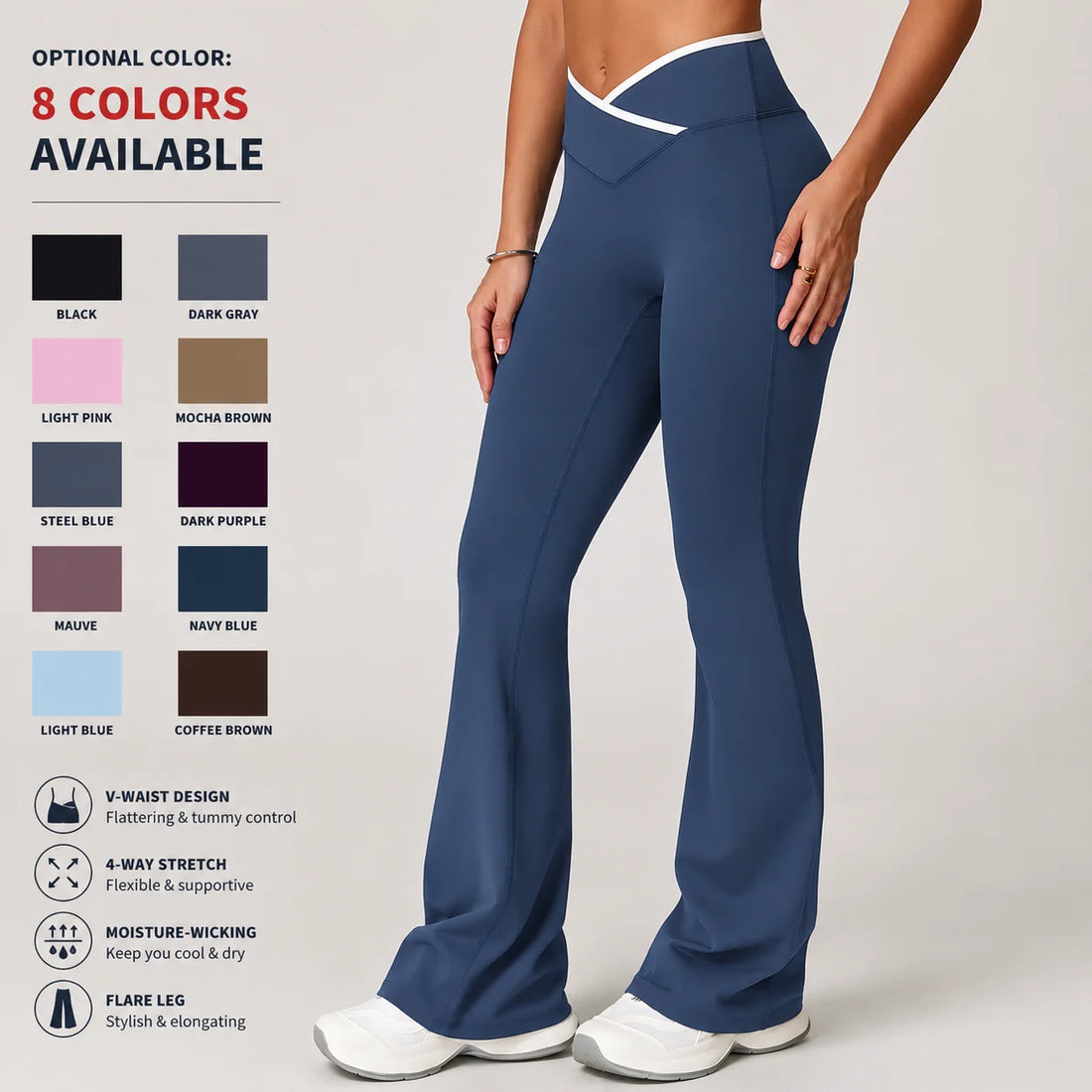 Factory Women Yoga Pants Naked Feel Flare Leggings High Waist Crossover Workout Pants Slim Fit Fitness Trousers