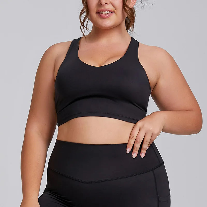 Custom XXXL Plus Size Active Sportswear Sports Bra High Waist High Elastic Pocket Yoga Pants Leggings Gym Fitness Sets