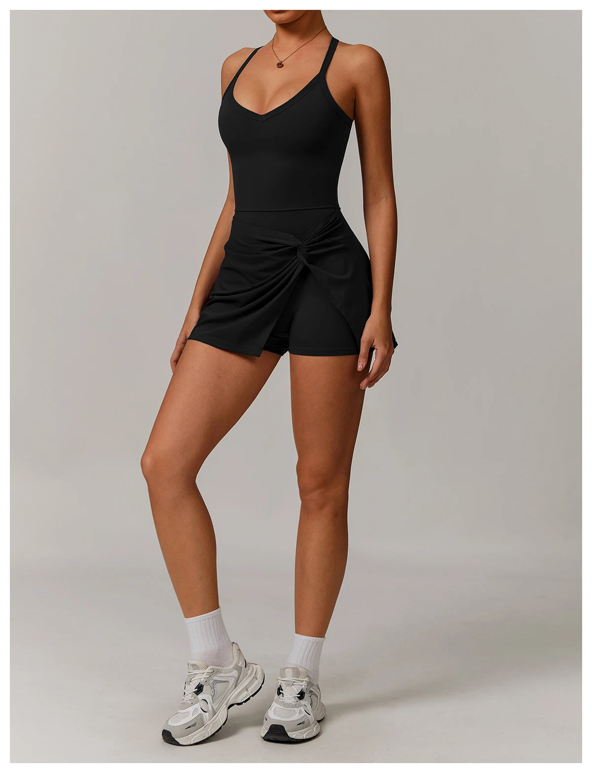 Wholesale Eco Friendly Recycled V-Neck Hollow Out Back Short Sleeve Shirt Tshirt Women One Piece Tennis Yoga Set